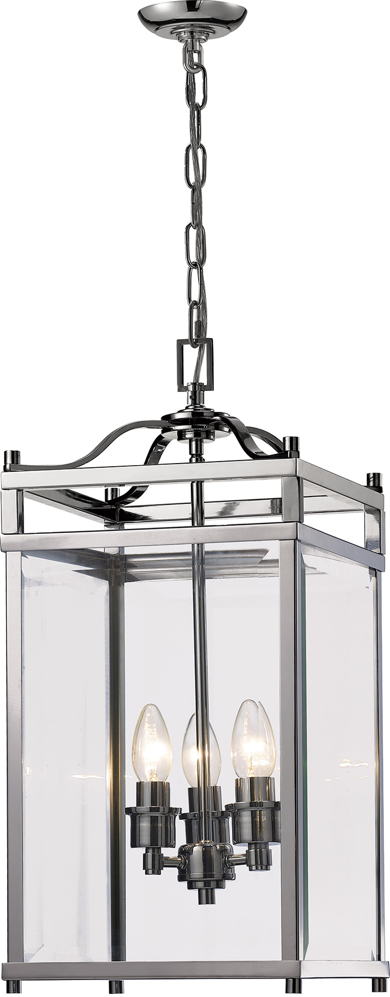 IL31102  Aston Glass Square Pendant 3 Light Polished Chrome